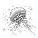 long Jellyfish with stars and sparkles tattoo design idea
