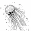 long Jellyfish with stars and sparkles tattoo design idea