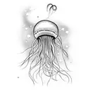 long Jellyfish with stars and sparkles tattoo design idea