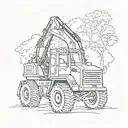 A silhouette of a heavy equipment vehicle against a backdrop of a colorful outdoor scene, symbolizing the client's occupation and love for the outdoors tattoo design idea