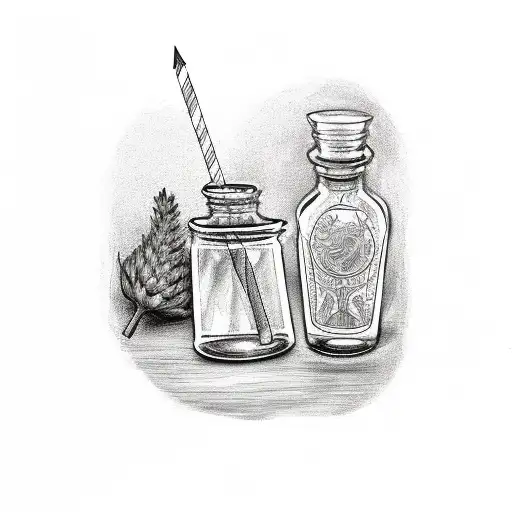 potions bottle lavender tattoo design idea