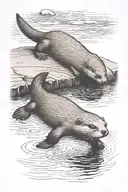 Full body otter color in river tattoo design idea