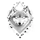 wolf with 2 arrows in back on a mountain overlooking water tattoo design idea
