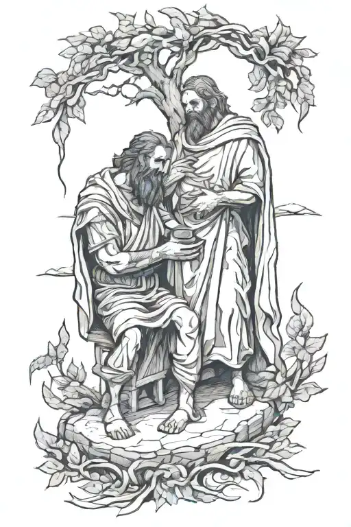 Abraham sacrificing Isaac tattoo design idea