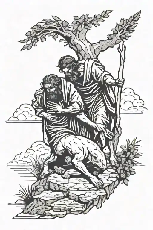 Abraham sacrificing Isaac tattoo design idea