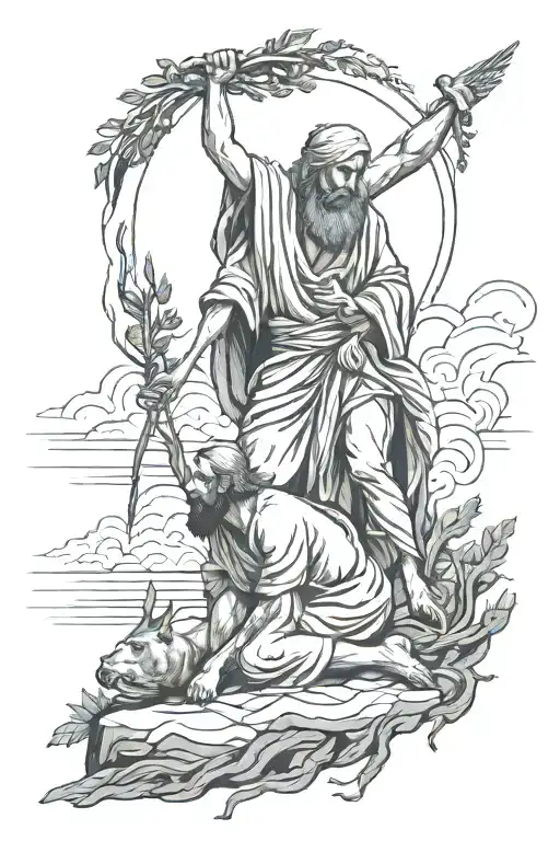 Abraham sacrificing Isaac tattoo design idea