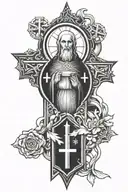 Saint Benedict medal cross   tattoo design idea
