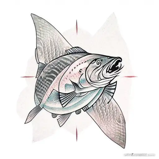 Three Female Salmon tattoo design idea