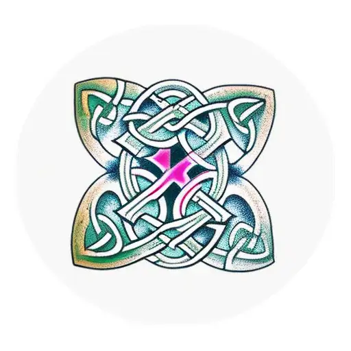 3D Celtic Knot with 3 salmon swimming tattoo design idea