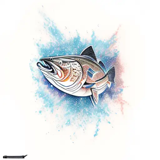 3 salmon tattoo design idea