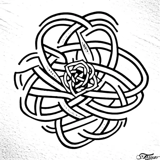 Josephine Flower with Celtic Love Knot and Salmon Border tattoo design idea