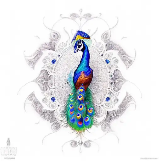 colourfu peacock tattoo design idea