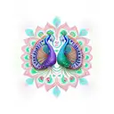 colourful symmetrical peacock tattoo design idea