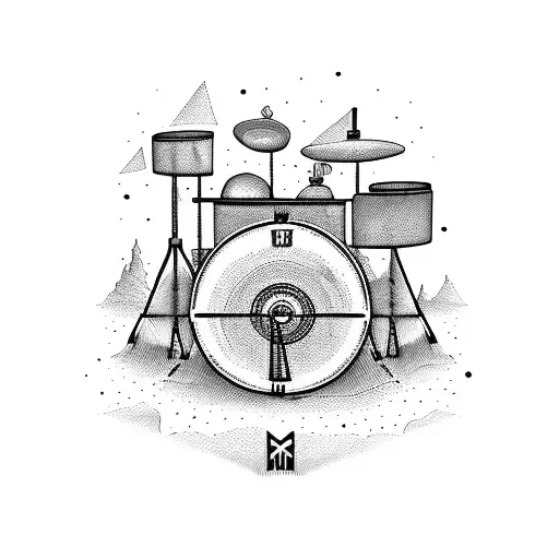 Drums with MTB and Photograph tattoo design idea