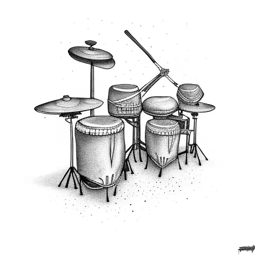 Drums with MTB and Photograph tattoo design idea