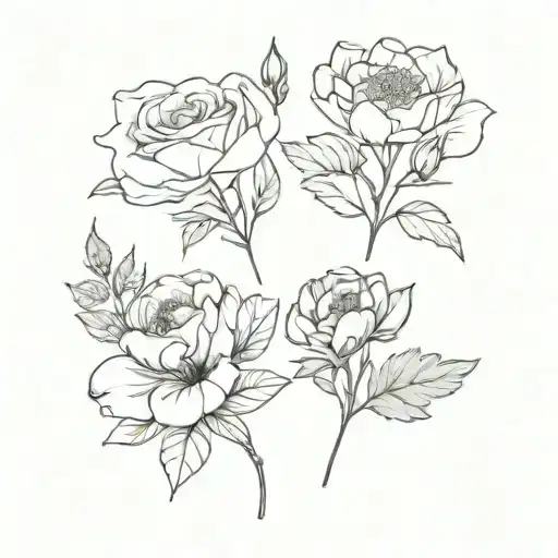 January February March May august December birth flower bouquet tattoo design idea