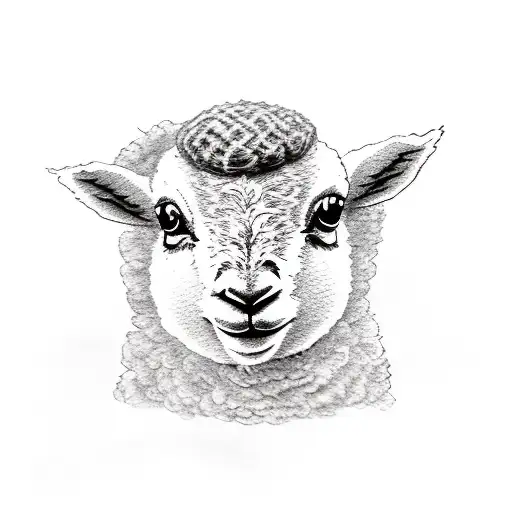 baby Lamb with blood on its wool coat tattoo design idea