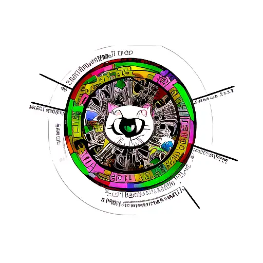 cat money crypto color tattoo design idea