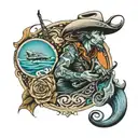 ocean cowboy country music tattoo design idea
