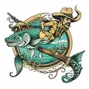 ocean cowboy country music tattoo design idea
