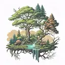 veles god forest landscape tattoo design idea
