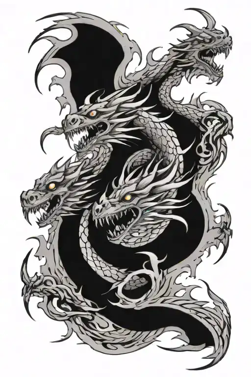 dragons spewing flames tattoo design idea