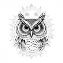 owl mandala leaves tattoo design idea