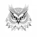 owl mandala leaves tattoo design idea