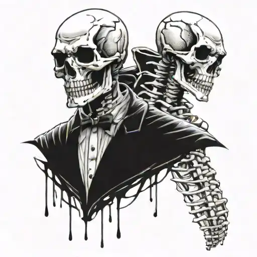 Merge the concept of dead presidents with undead skeletons in a tattoo tattoo design idea