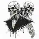 Merge the concept of dead presidents with undead skeletons in a tattoo tattoo design idea