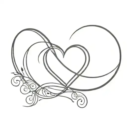 heart and moon joined by infinity symbol tattoo design idea