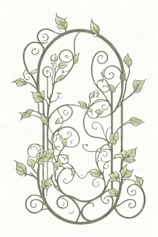 ivy vines growing shaped like Grécourt Gates tattoo design idea