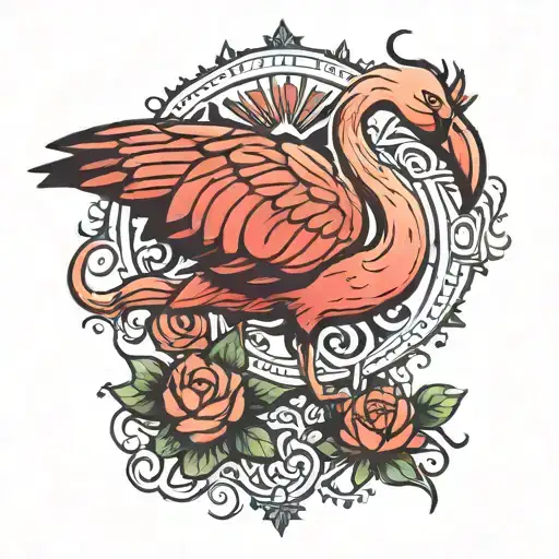 nordic flamingo tattoo design idea