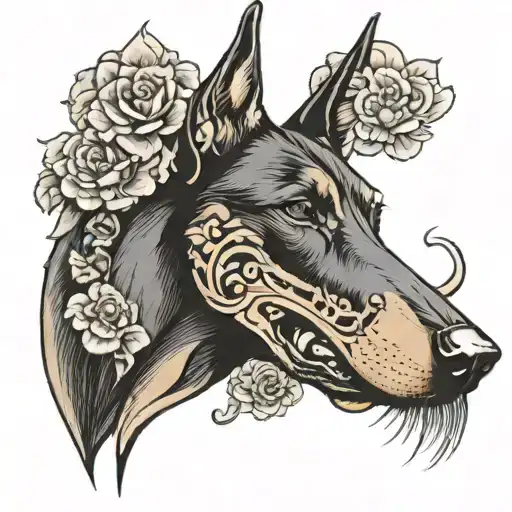 Doberman Chinese style tattoo tattoo design idea