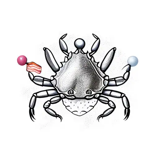 trendy crab with beanie  tattoo design idea
