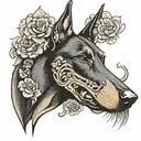 Doberman Chinese style tattoo tattoo design idea