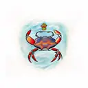 trendy crab with beanie  tattoo design idea