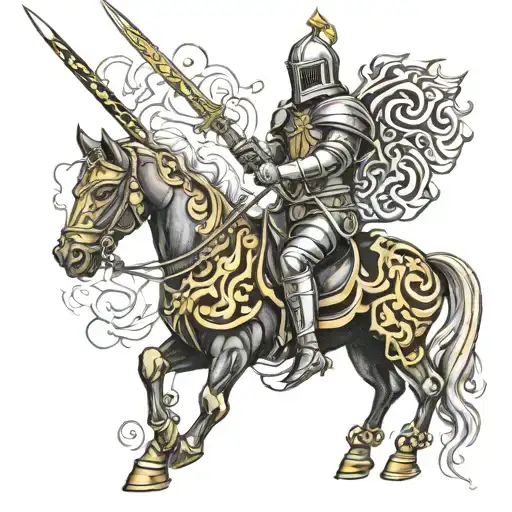 black gold knight tattoo design idea