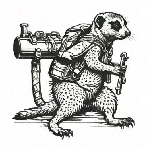 full body meerkat dressed with hiking equipment  tattoo design idea