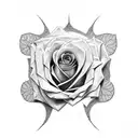 rose concrete tattoo design idea
