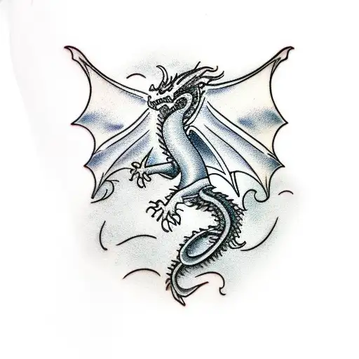Dragon and American Flag tattoo design idea