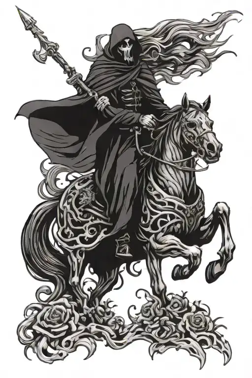 4 horsemen apocalypse reaper evil tattoo design idea