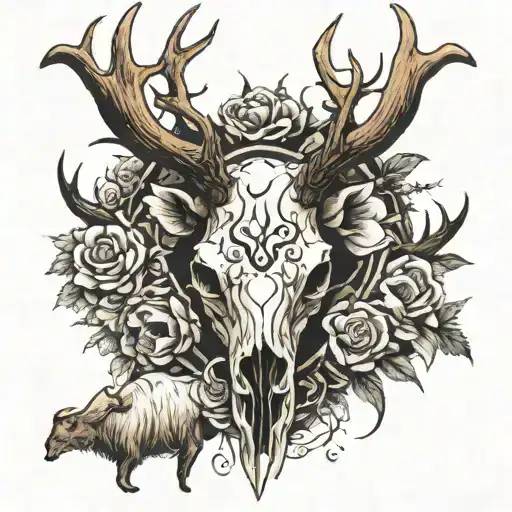 NeoTraditional "Skulls And Animals" Tattoo Idea BlackInk AI