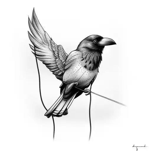 bird on a wire (raven) freedom tattoo design idea