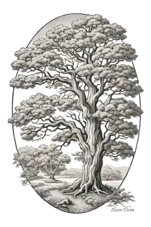 southern live oak  tattoo design idea