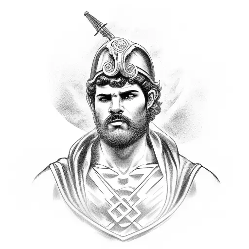 Greek hero tattoo design idea