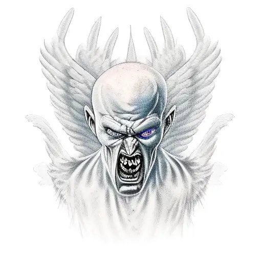 angry angel tattoo design idea