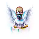 angry angel tattoo design idea