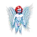angry angel tattoo design idea