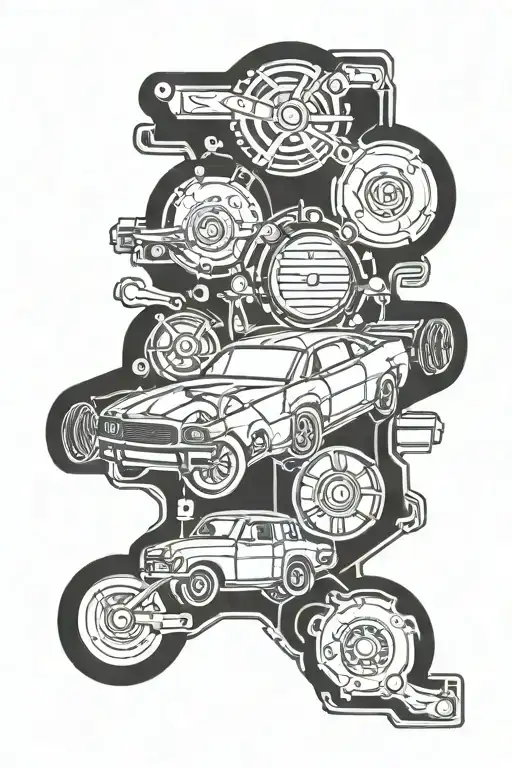 car parts tattoo design idea